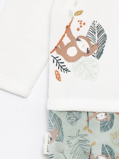 Pyjama dors bien effet 2 en 1 en velours avec pieds - Kiabi