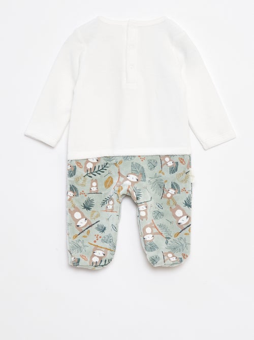 Pyjama dors bien effet 2 en 1 en velours avec pieds - Kiabi