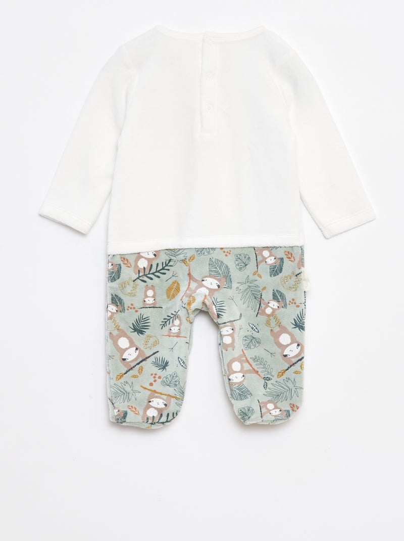 Pyjama dors bien effet 2 en 1 en velours avec pieds Beige - Kiabi