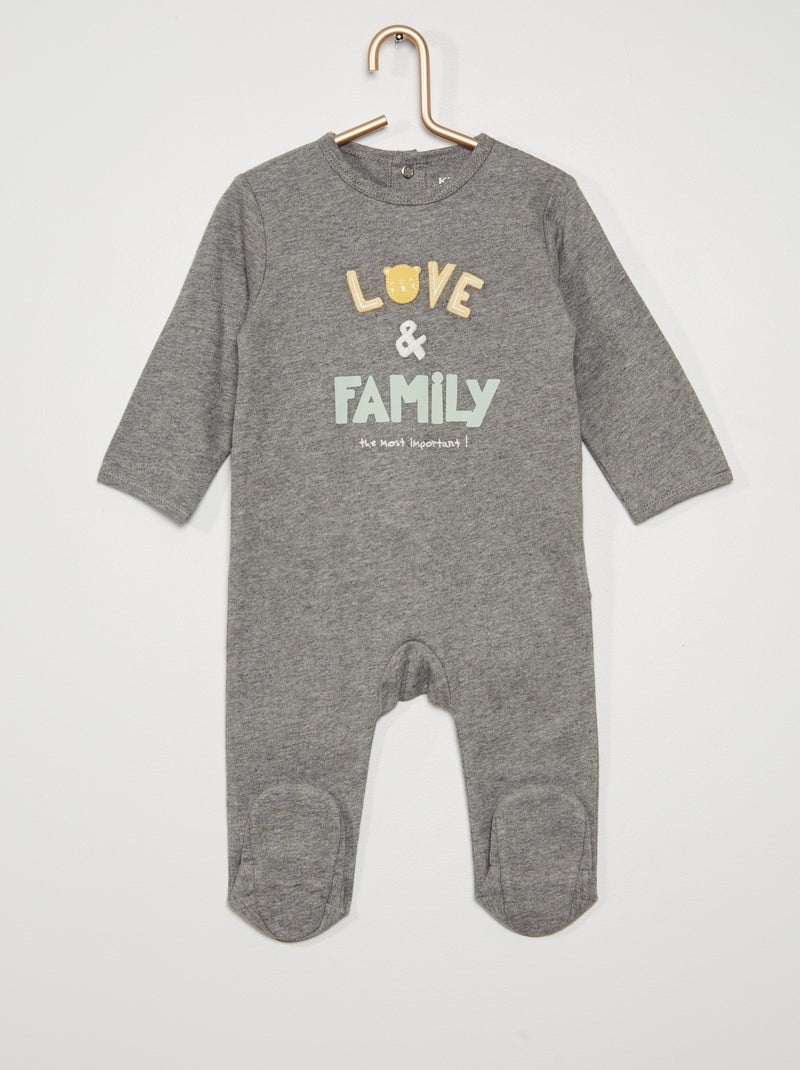 Pyjama dors-bien en jersey gris chiné - Kiabi