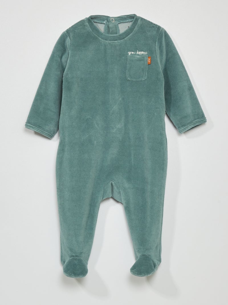Pyjama dors-bien en maille douce côtelée Vert - Kiabi