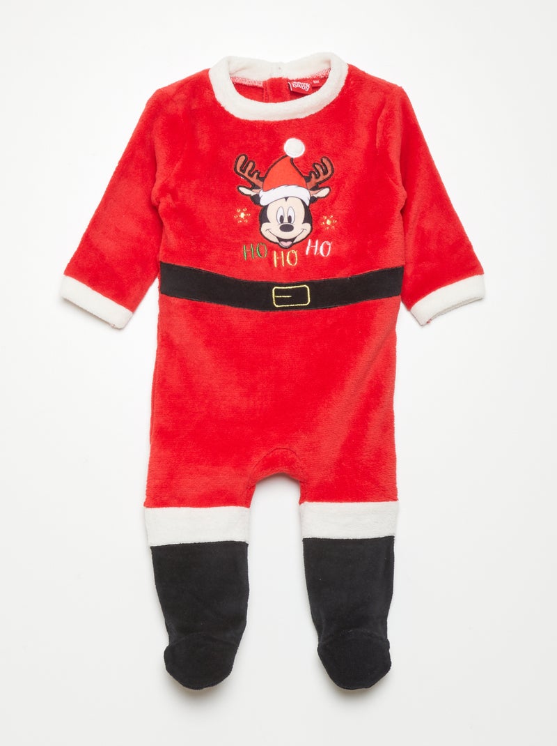 Pyjama dors-bien en maille doudou 'Mickey' Rouge - Kiabi