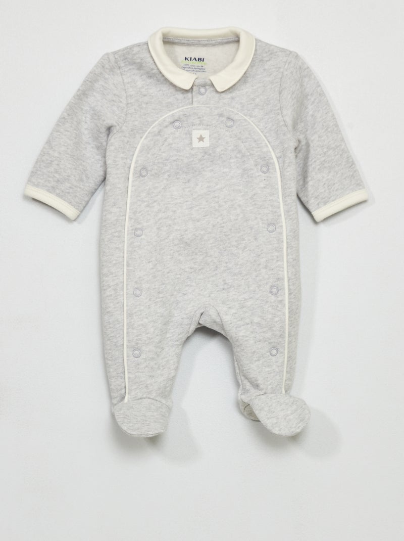 Pyjama dors-bien en molleton Gris chiné - Kiabi