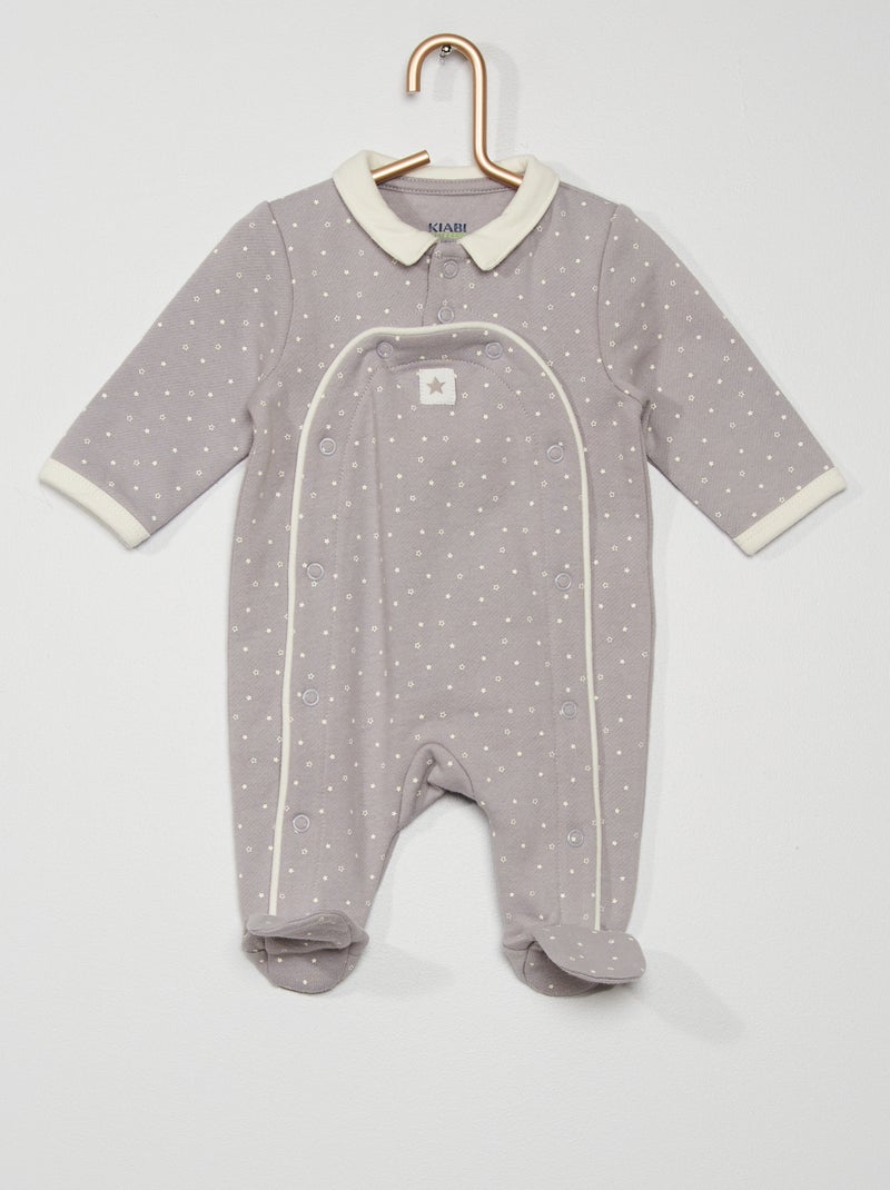 Pyjama dors-bien en molleton Gris/blanc - Kiabi