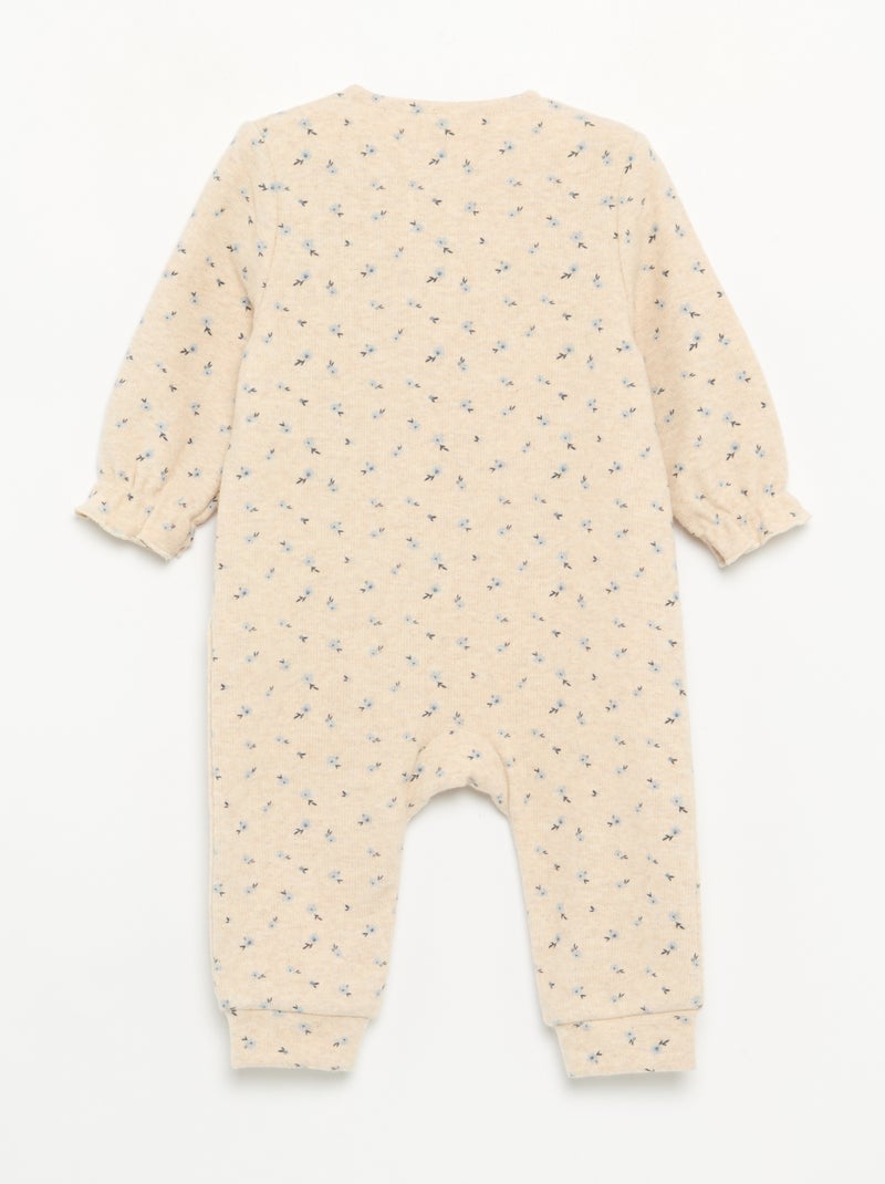 Pyjama dors bien en velours à manches longues sans pieds Beige - Kiabi