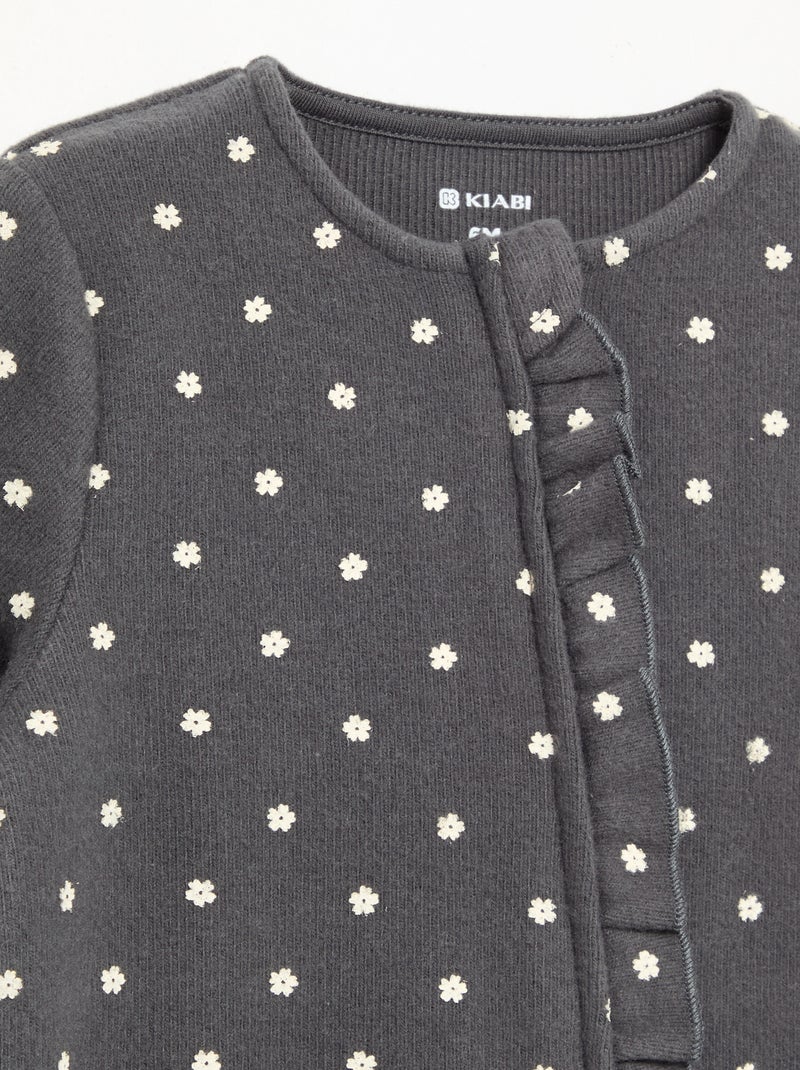 Pyjama dors bien en velours à manches longues sans pieds Gris - Kiabi