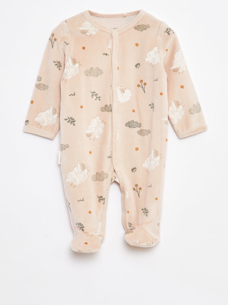 Pyjama dors bien en velours avec motif all over Beige - Kiabi