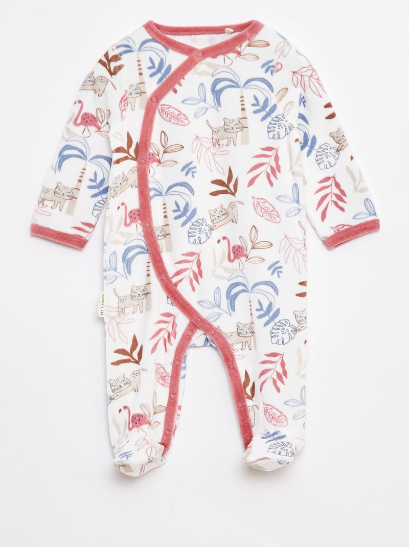 Pyjama dors bien en velours avec pieds Beige - Kiabi