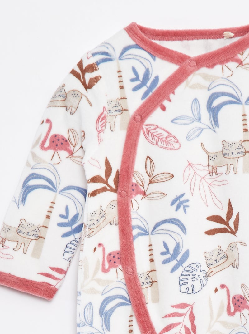 Pyjama dors bien en velours avec pieds Beige - Kiabi