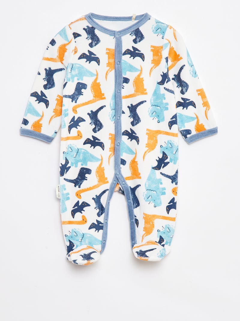 Pyjama dors bien en velours avec pieds et motif Beige - Kiabi