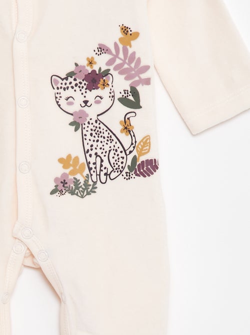 Pyjama dors bien en velours avec pieds imprimé 'chat' - Kiabi