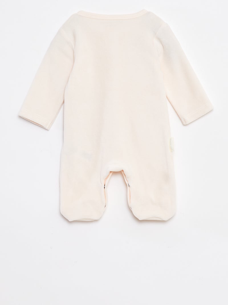 Pyjama dors bien en velours avec pieds imprimé 'chat' Rose - Kiabi
