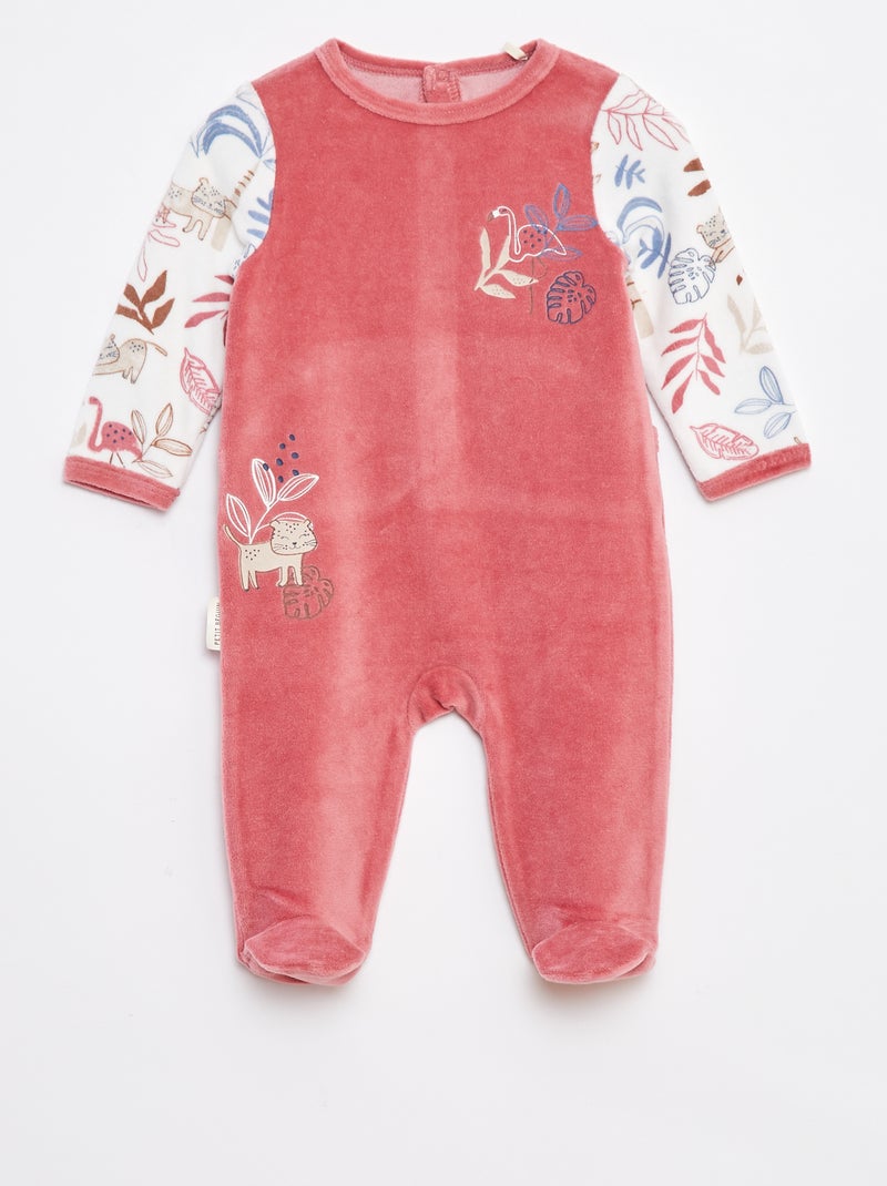 Pyjama dors bien en velours avec pieds Rouge - Kiabi