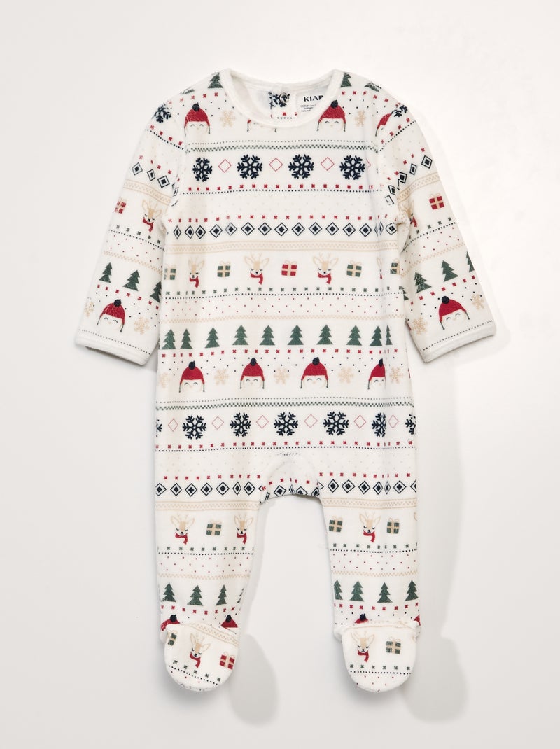 Pyjama dors-bien en velours Blanc - Kiabi