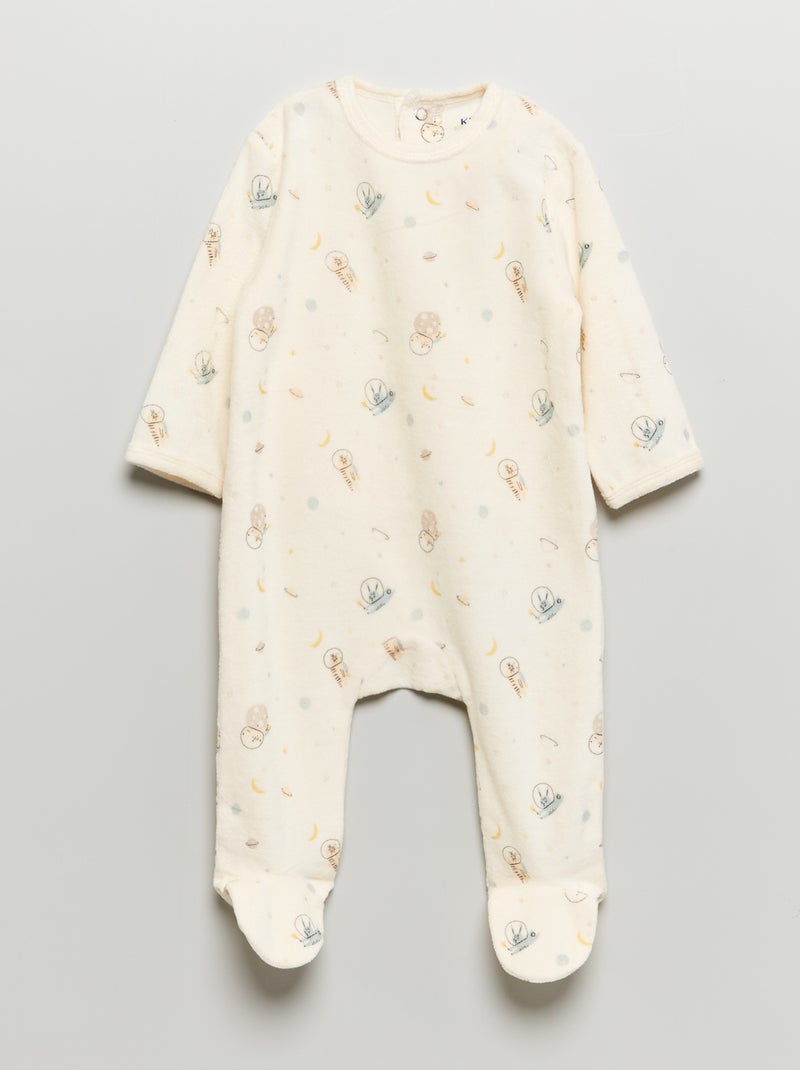 Pyjama dors-bien en velours Blanc 'espace' - Kiabi