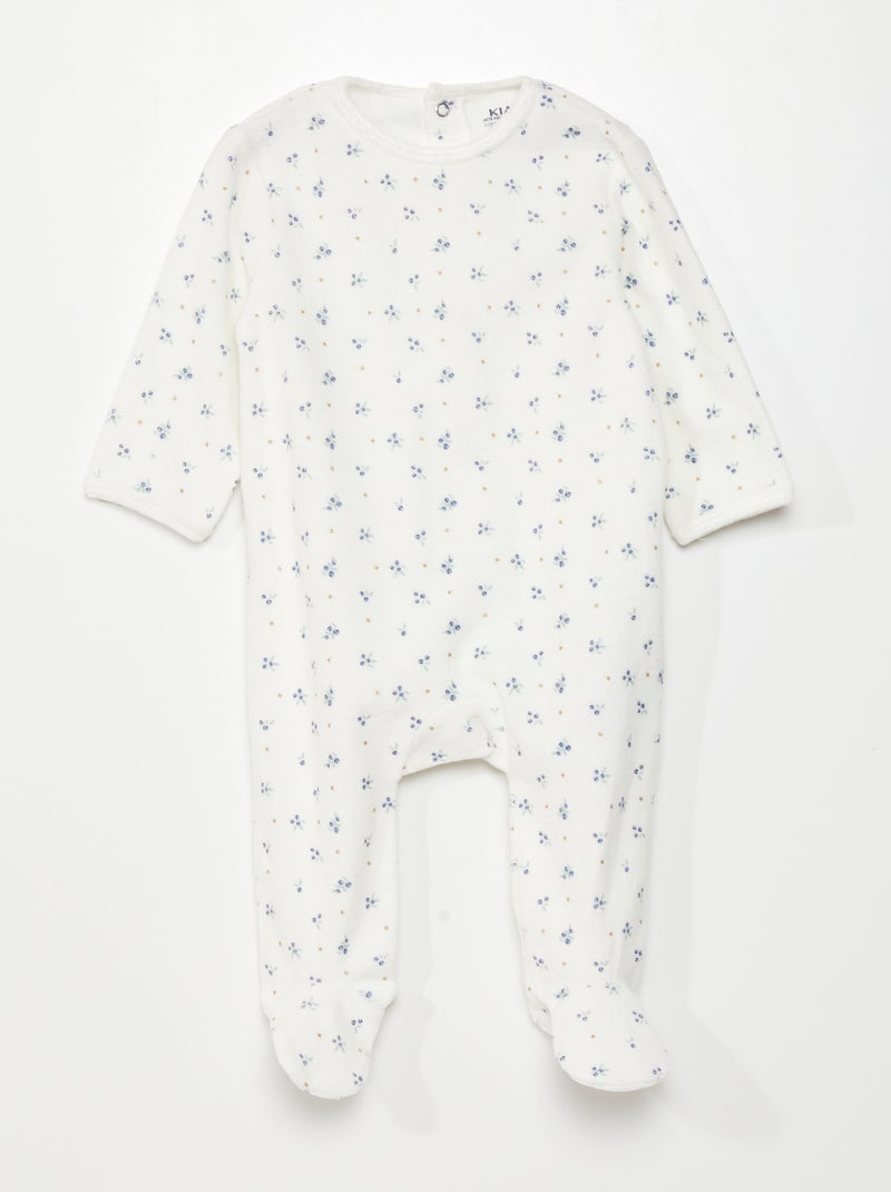 Pyjama dors-bien en velours Blanc 'fleurs' - Kiabi