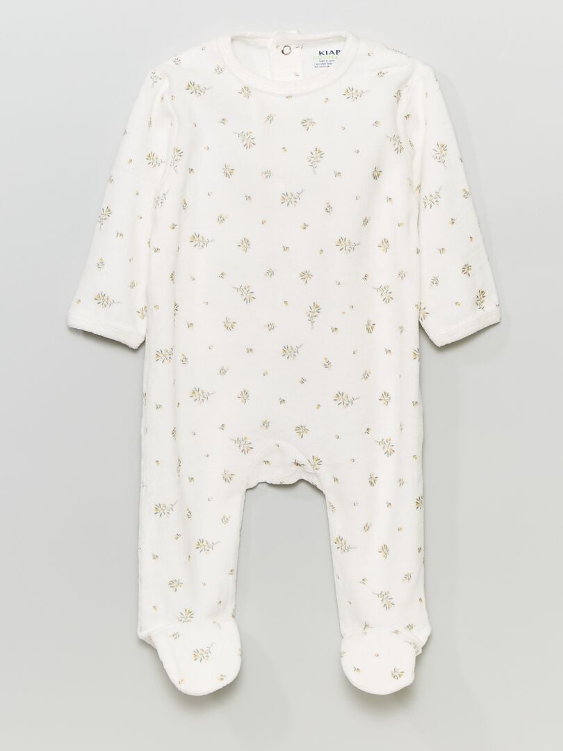 Pyjama dors-bien en velours Blanc 'fleurs' - Kiabi