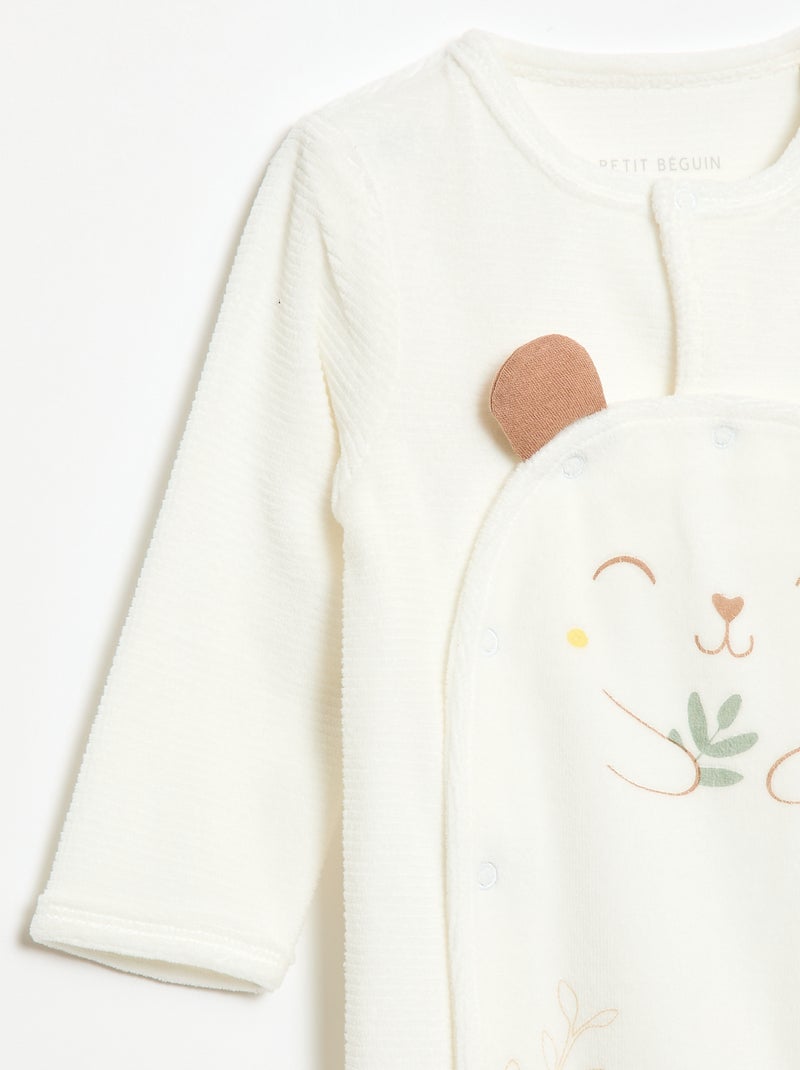 Pyjama dors bien en velours Blanc - Kiabi