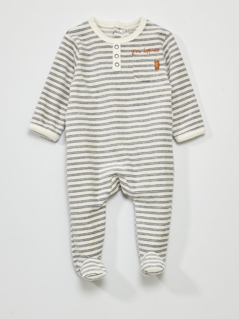 Pyjama dors-bien en velours Blanc - Kiabi