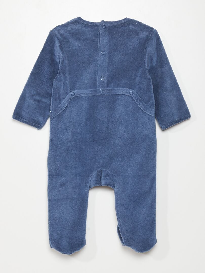 Pyjama Dors-Bien en Velours, Bleu Marine 1 mois