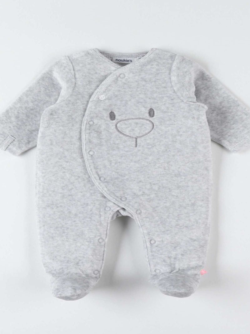 Pyjama dors-bien en velours chiné Noukie's Gris - Kiabi