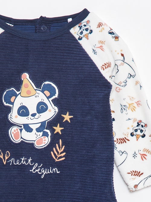 Pyjama dors bien en velours côtelé avec pieds - Kiabi