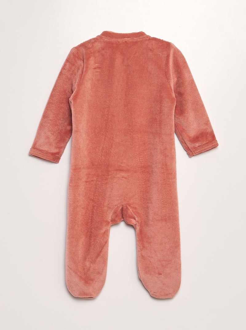 Pyjama dors-bien en velours côtelé Rose - Kiabi