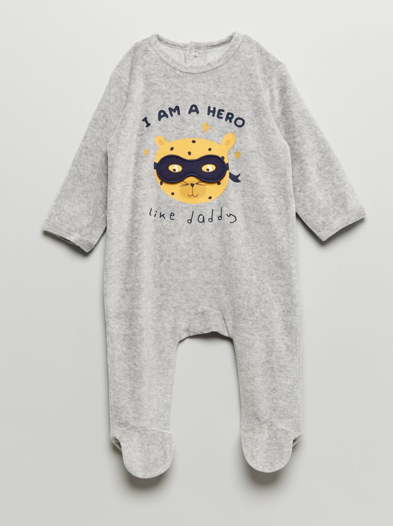 Pyjama dors-bien en velours Gris 'héros' - Kiabi