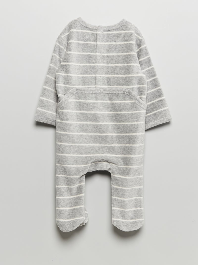 Pyjama dors-bien en velours Gris 'petit chaton' - Kiabi