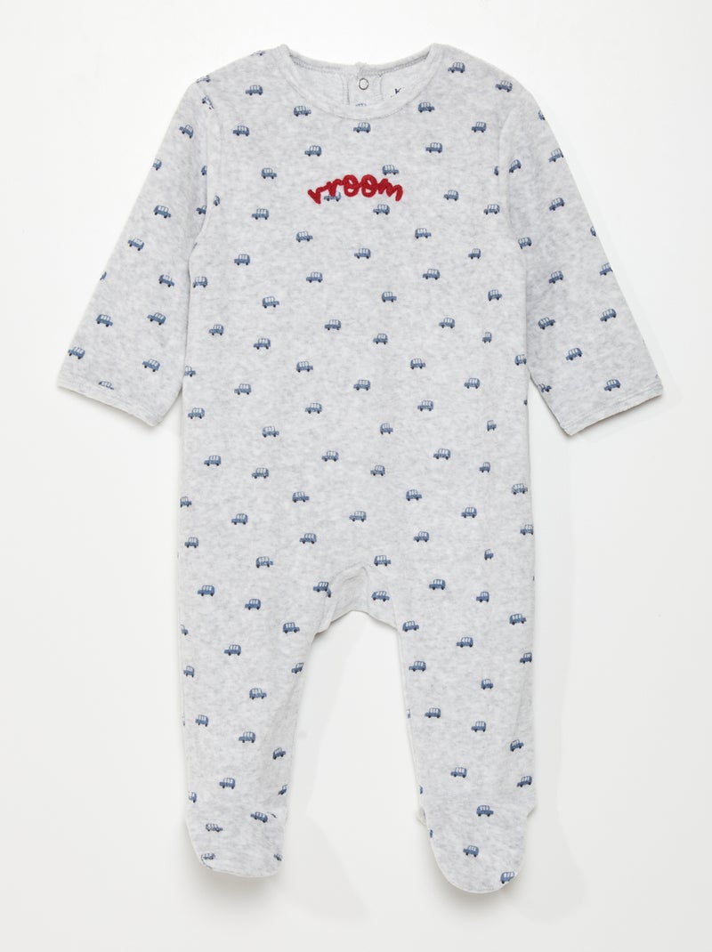 Pyjama dors-bien en velours Gris 'voiture' - Kiabi