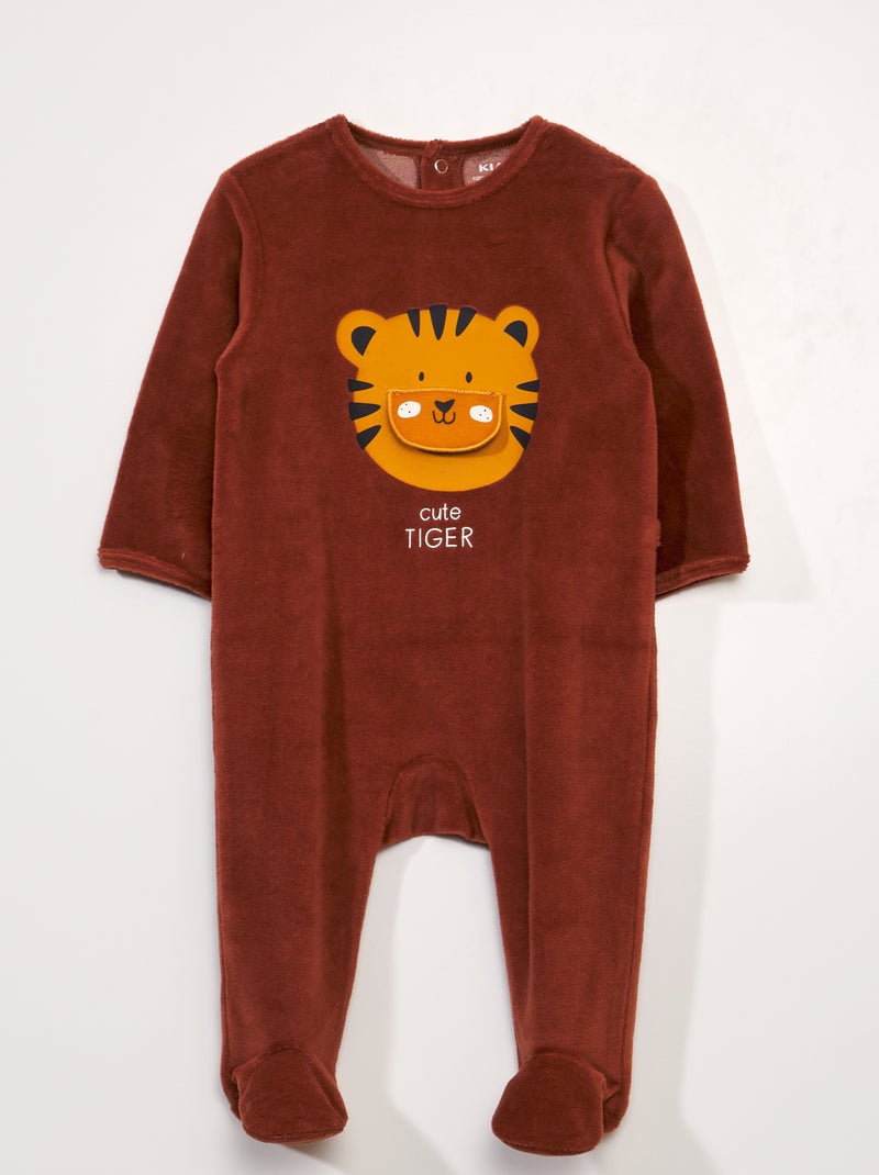 Pyjama dors-bien en velours Marron - Kiabi