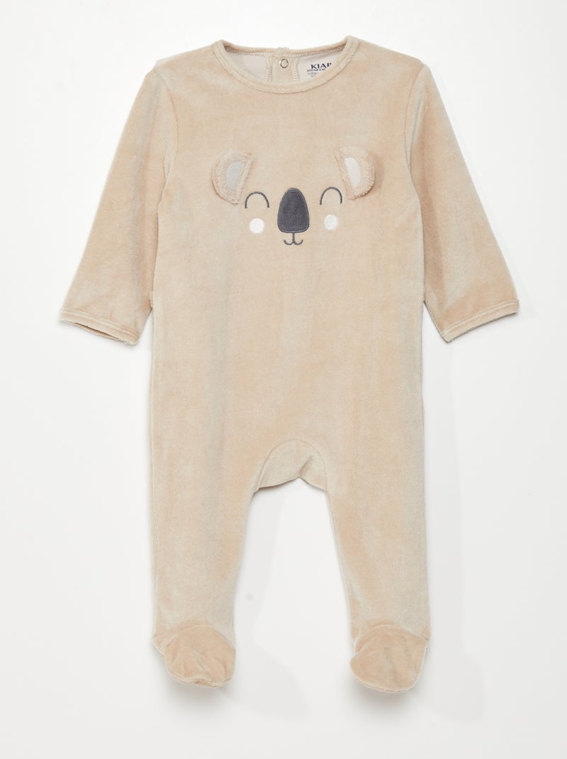 Pyjama dors-bien en velours Marron clair - Kiabi