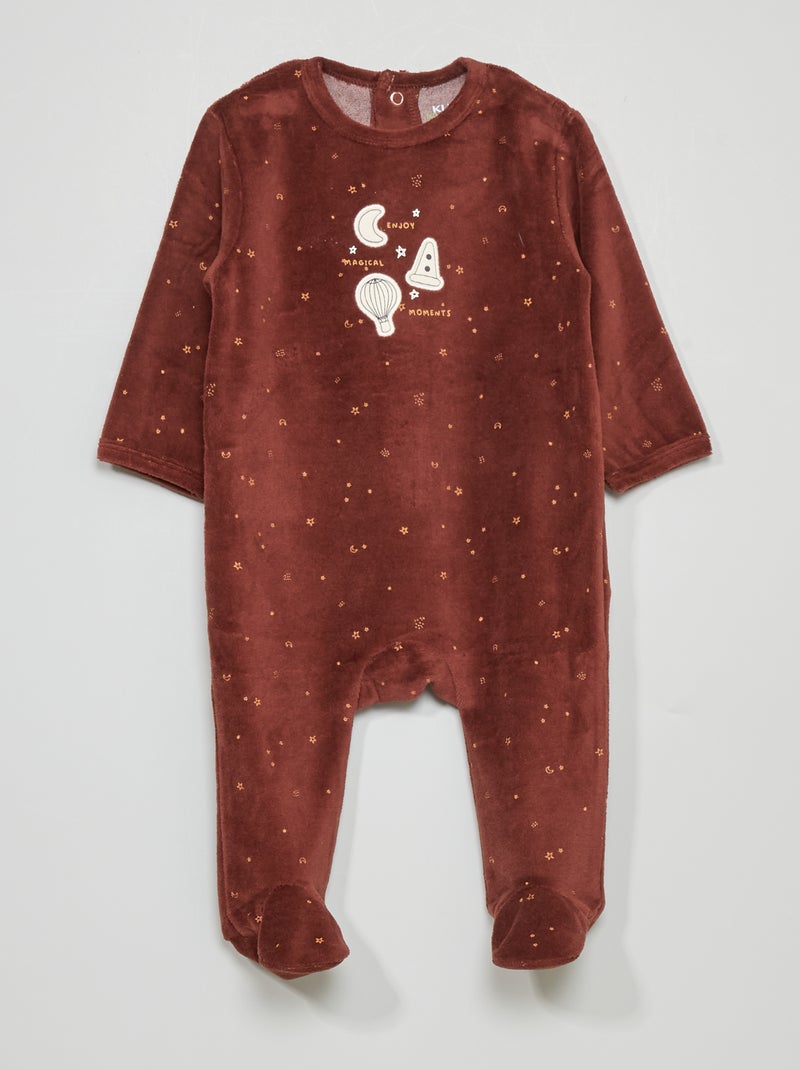 Pyjama dors-bien en velours Marron - Kiabi