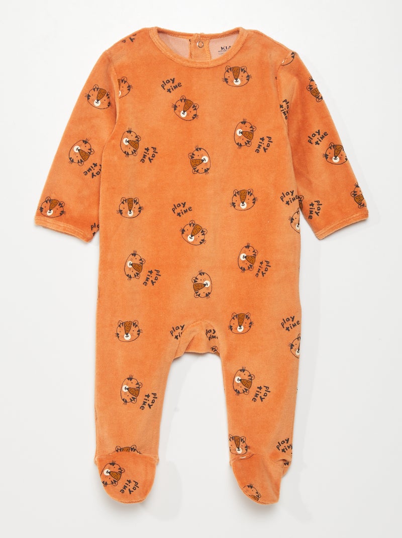 Pyjama dors-bien en velours Orange 'tigre' - Kiabi