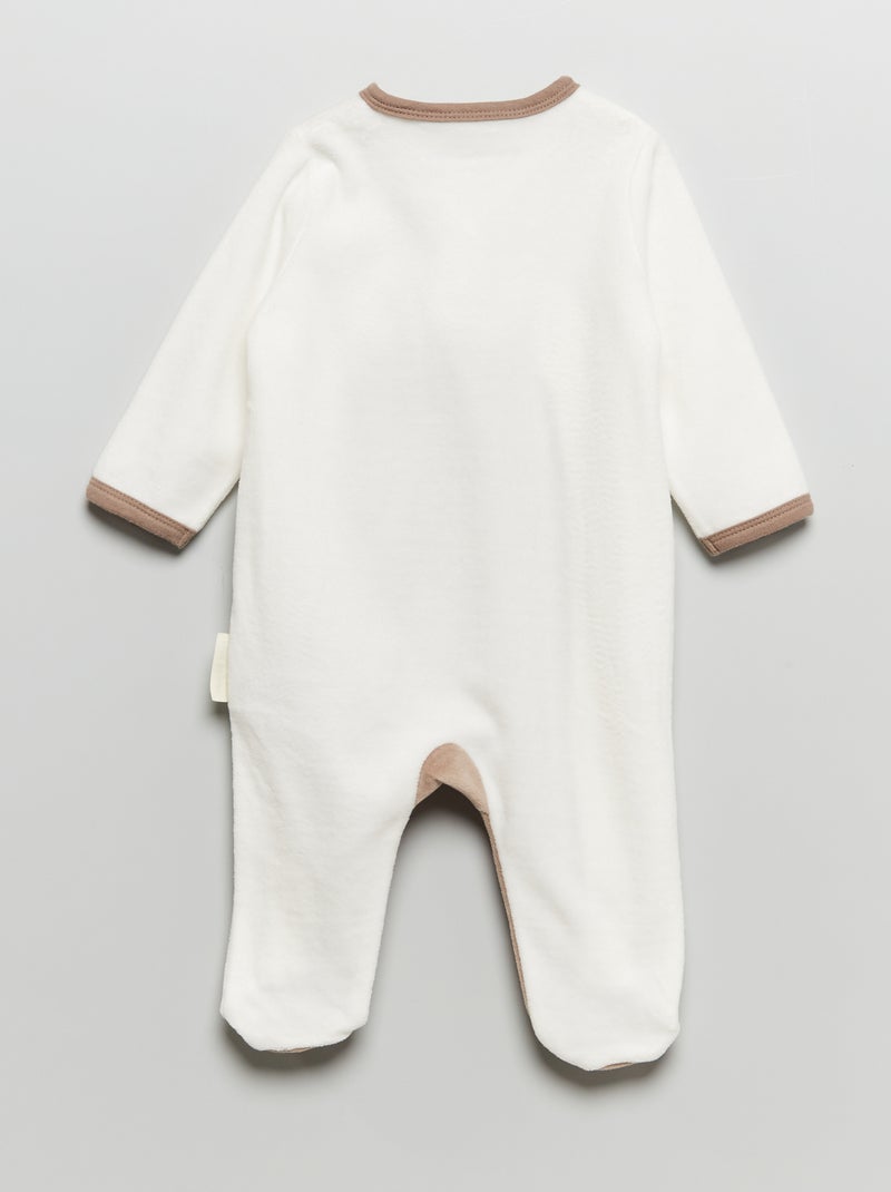 Pyjama dors-bien en velours 'Petit Béguin' Beige/Blanc - Kiabi