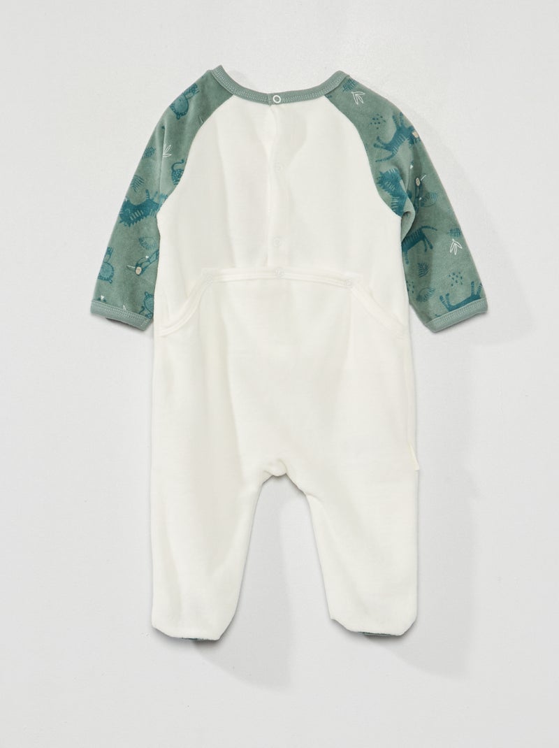 Pyjama dors-bien en velours 'Petit Beguin' Blanc/vert - Kiabi