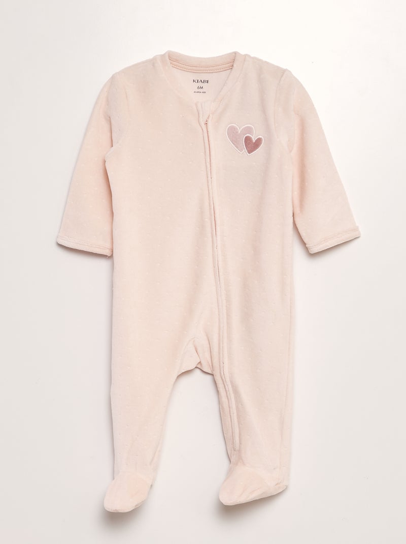 Pyjama dors-bien en velours Rose clair - Kiabi