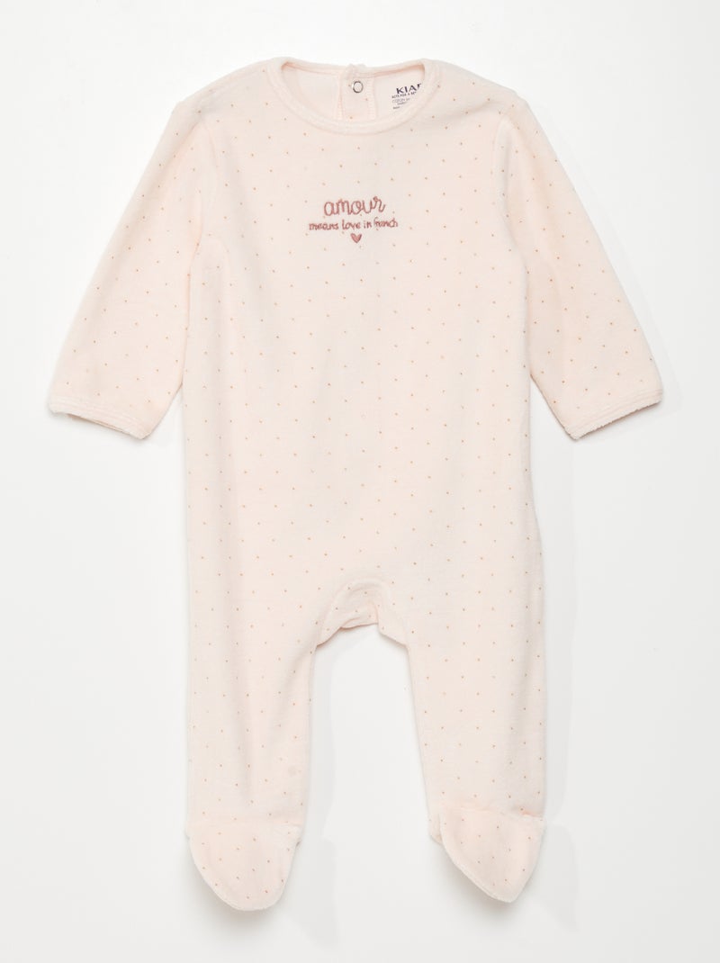 Pyjama dors-bien en velours Rose 'pois' - Kiabi