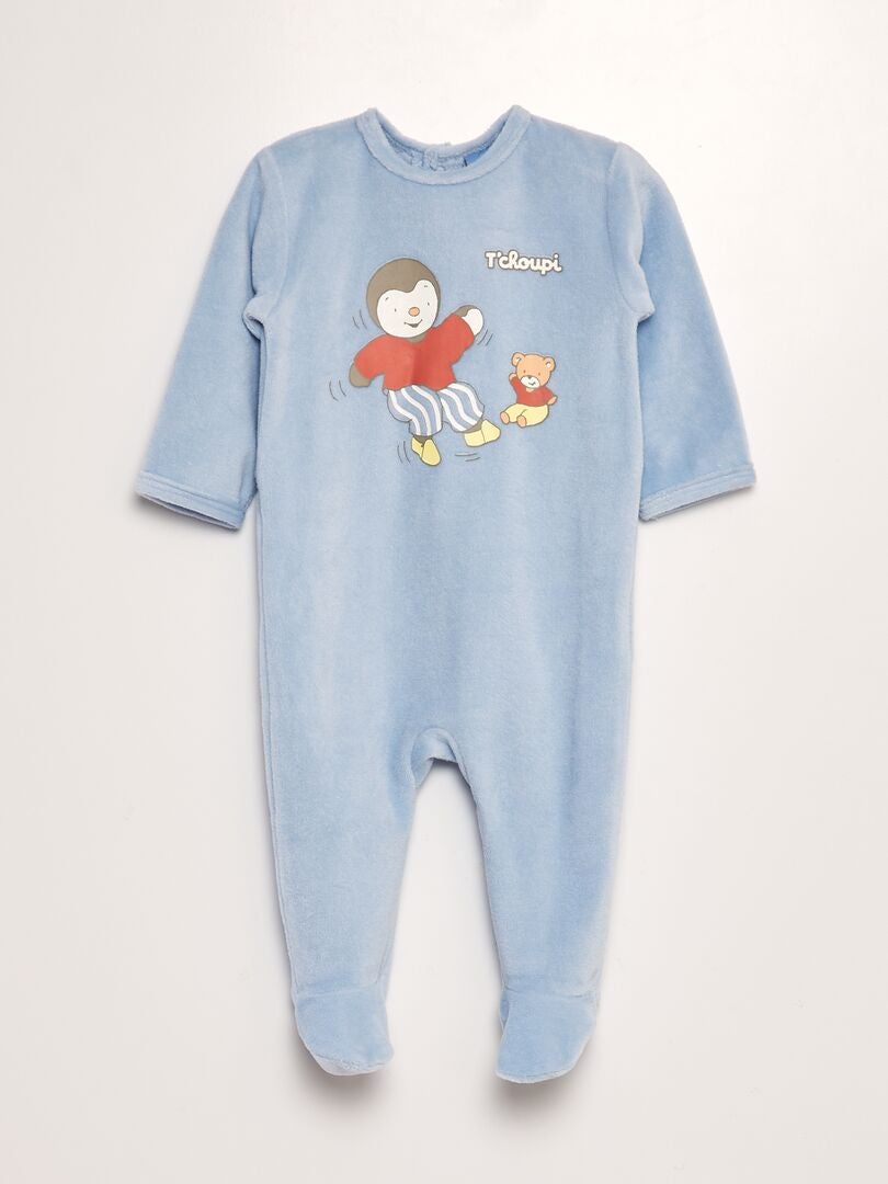 Pyjama Dors-bien en velours 'Tchoupi' Bleu - Kiabi