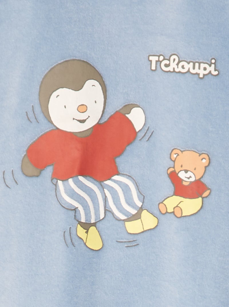 Pyjama Dors-bien en velours 'Tchoupi' Bleu - Kiabi
