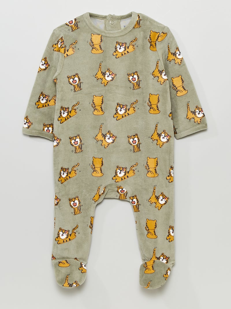 Pyjama dors-bien en velours Vert - Kiabi