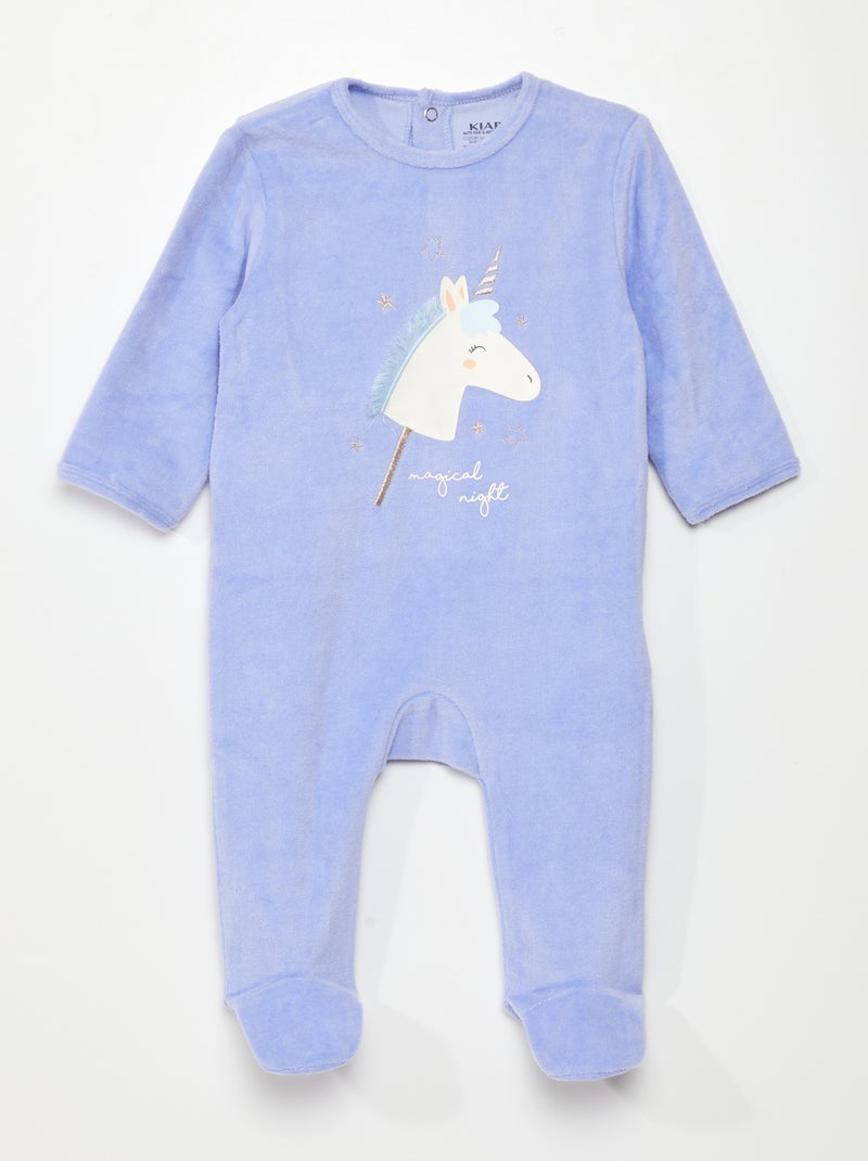 Pyjama dors-bien en velours Violet 'licorne' - Kiabi