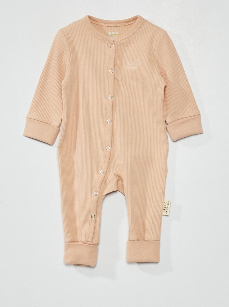 Pyjama dors-bien évolutif avec revers chevilles et poignets Beige - Kiabi