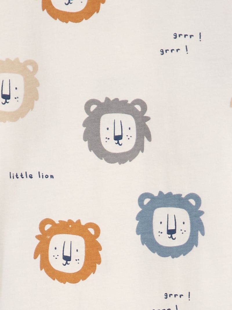 Pyjama dors-bien imprimé avec pieds Blan lion - Kiabi