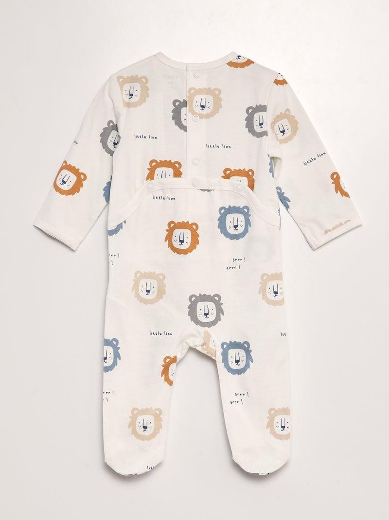 Pyjama dors-bien imprimé avec pieds Blan lion - Kiabi