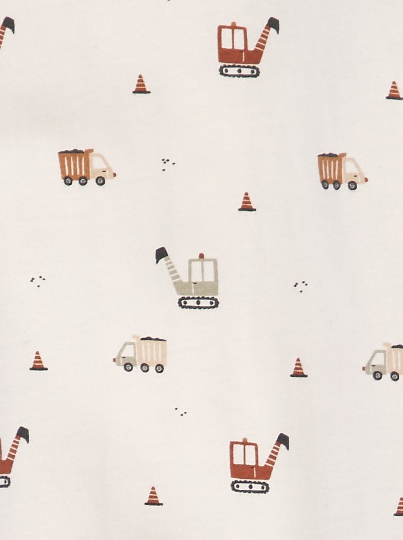 Pyjama dors-bien imprimé avec pieds Blanc truck - Kiabi