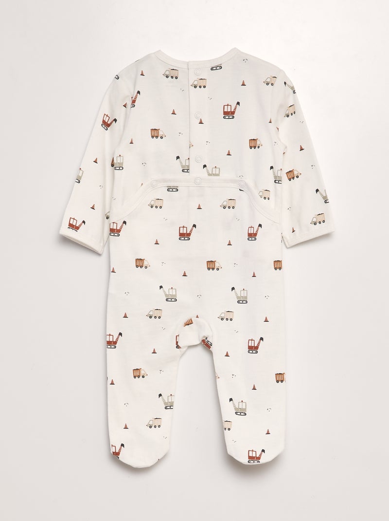 Pyjama dors-bien imprimé avec pieds Blanc truck - Kiabi