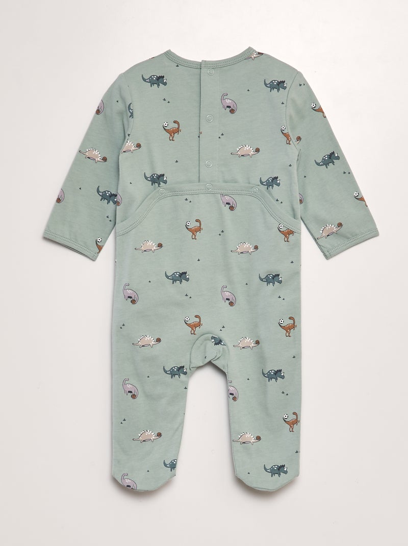 Pyjama dors-bien imprimé avec pieds Vert dino - Kiabi