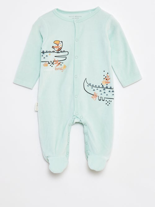 Pyjama dors bien imprimé en velours avec pieds - Kiabi