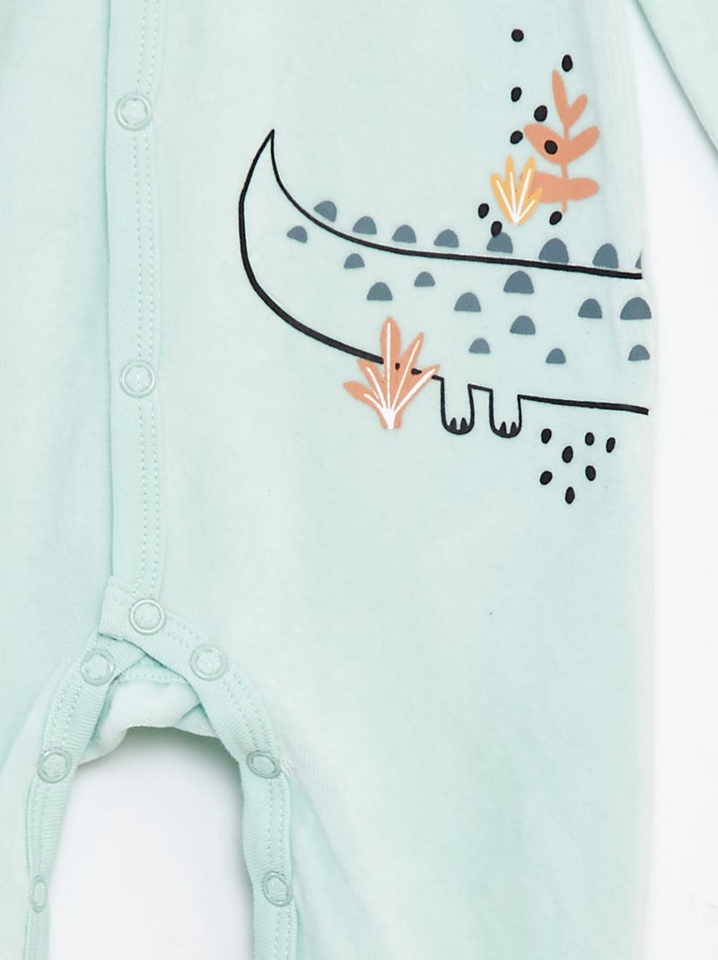 Pyjama dors bien imprimé en velours avec pieds Bleu - Kiabi